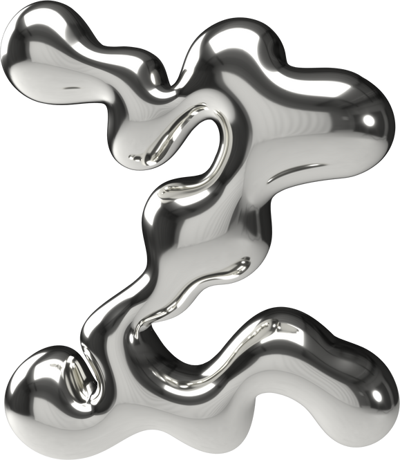 3D Silver Chrome Letter Z